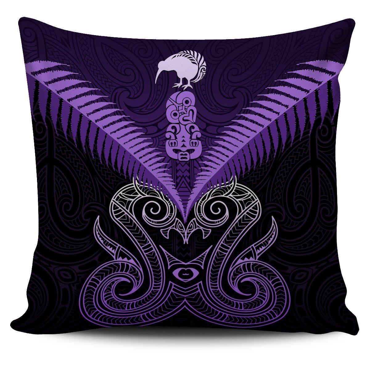 Maori Manaia New Zealand Pillow Cover Purple - Polynesian Pride