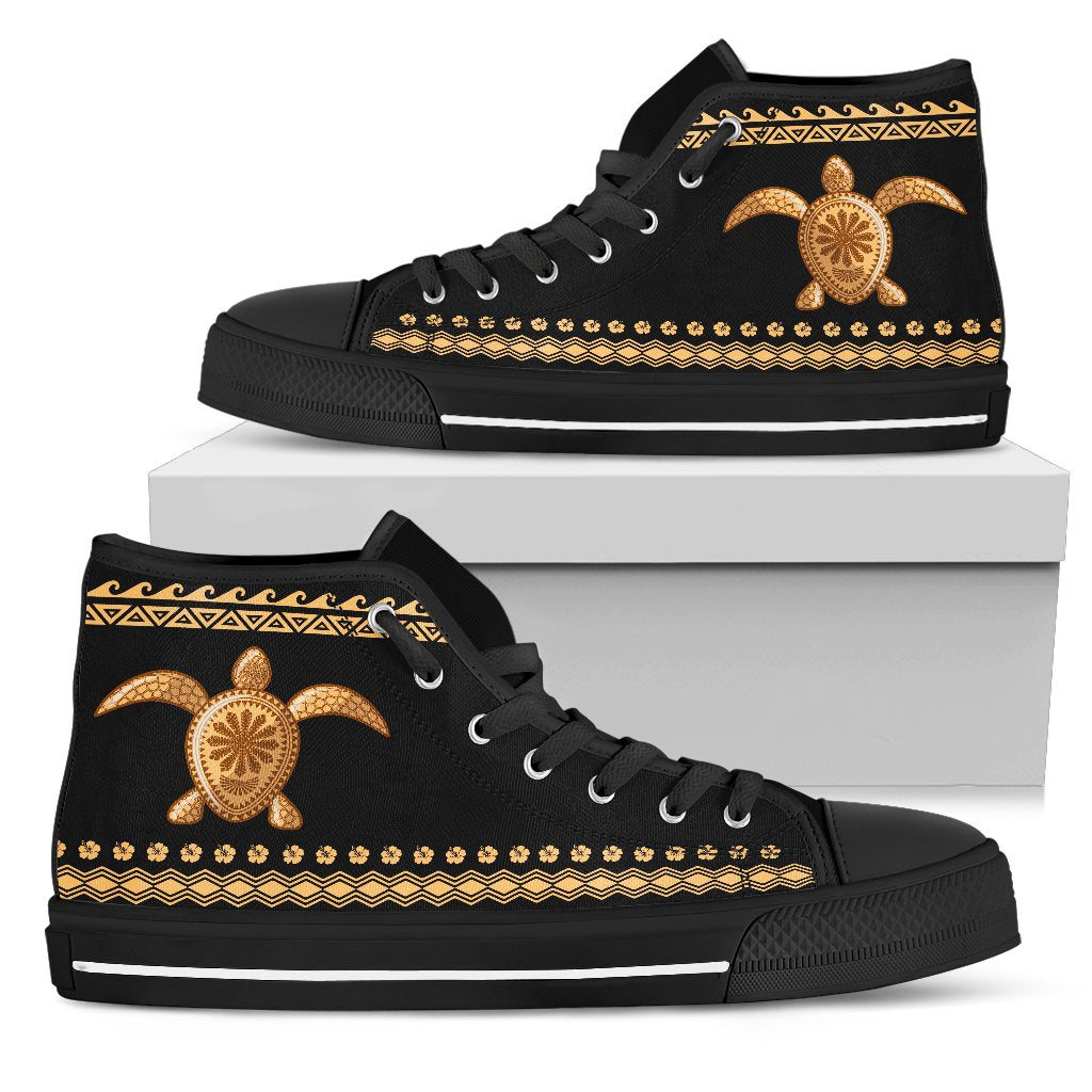 Hawaii High Top Shoes - Polynesian Turtle Version Unisex Black - Polynesian Pride