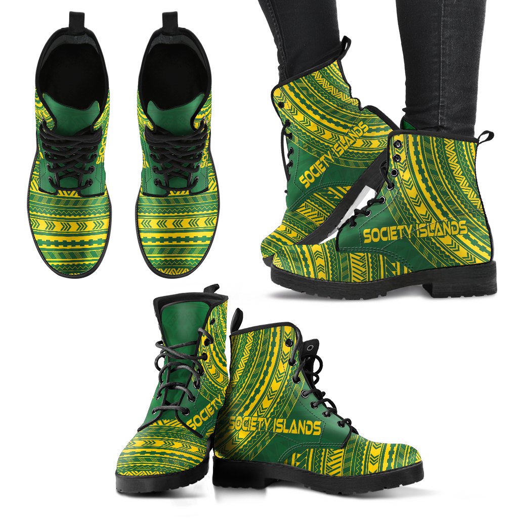Society Islands Leather Boots - Polynesian Flag Chief Version - Polynesian Pride