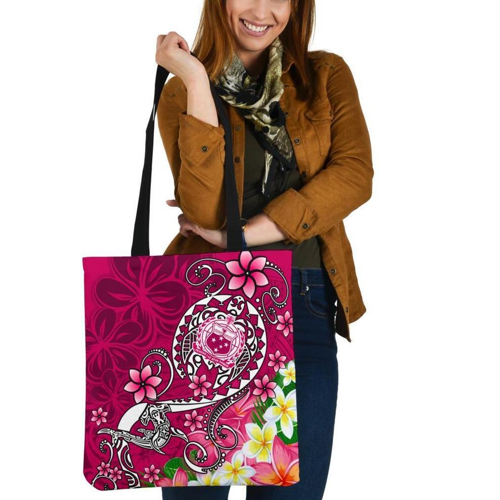 Samoa Tote Bags - Turtle Plumeria (Pink) Tote Bag One Size Pink - Polynesian Pride