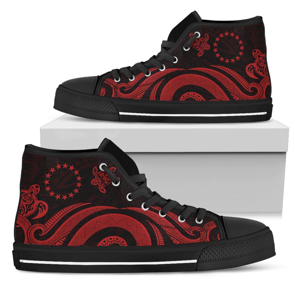 Cook Islands High Top Canvas Shoe - Red Tentacle Turtle Unisex Black - Polynesian Pride