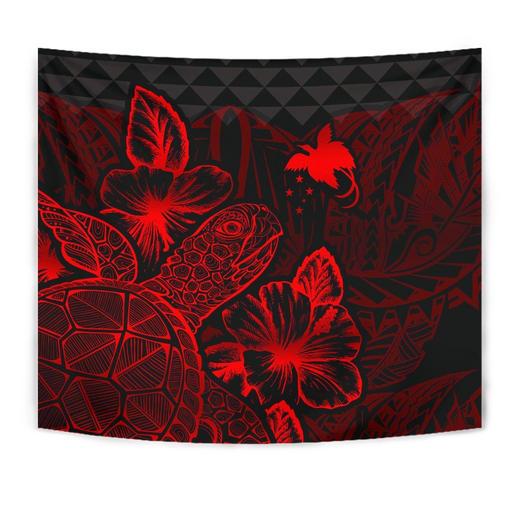 Papua New Guinea Tapestry - Turtle Hibiscus Pattern Red - Polynesian Pride