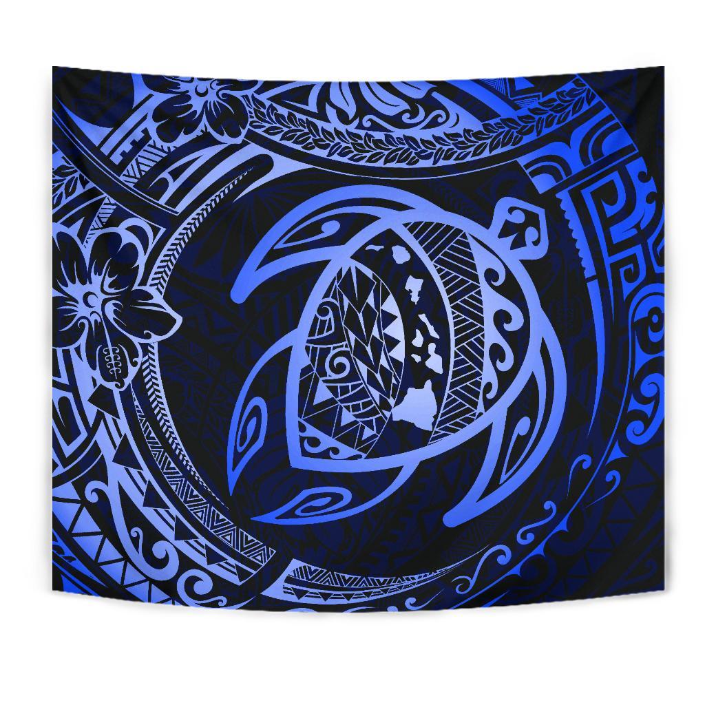 Hawaiian Turtle Polynesian Blue Tapestry - Polynesian Pride