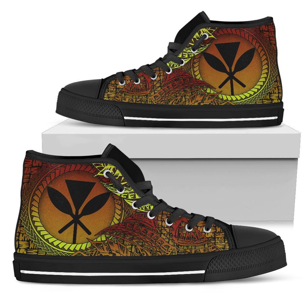 Hawaii High Top Shoes - Polynesian Circle Pattern Unisex Black - Polynesian Pride