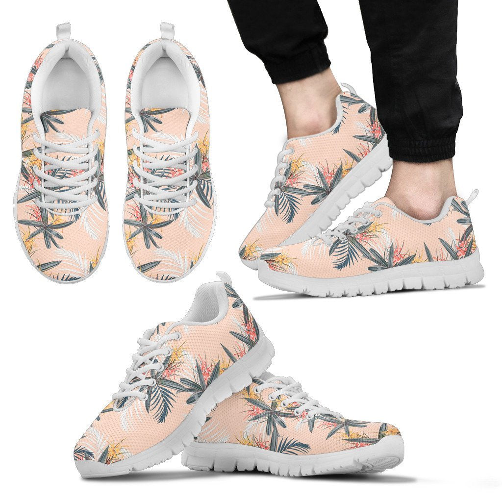 Hawaii Tropical Pattern Pink Sneakers Men's Sneakers White - Polynesian Pride