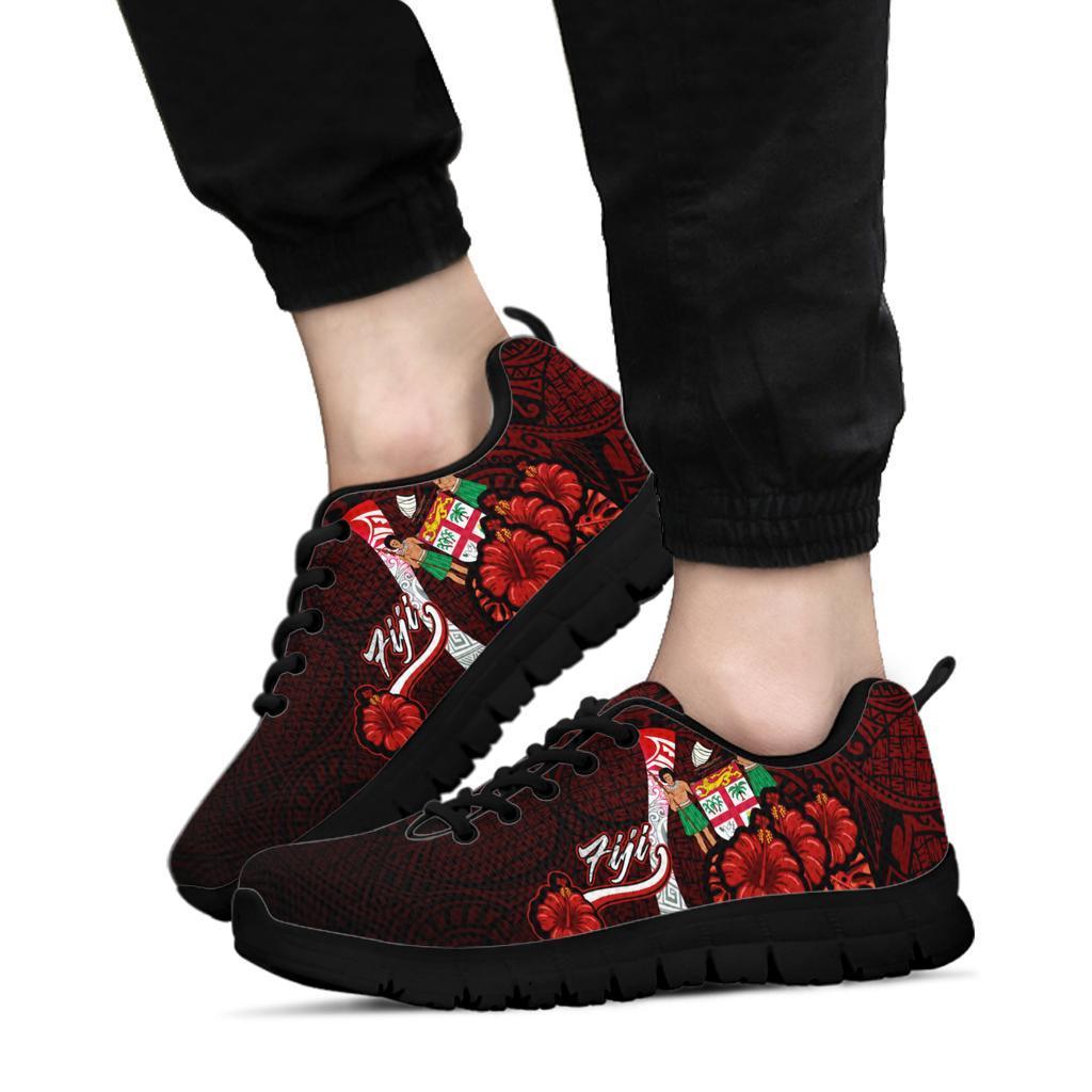 Fiji Polynesian Sneakers - Coat Of Arm With Hibiscus - Polynesian Pride