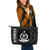 Vanuatu Large Leather Tote Bag - Vanuatu Seal With Polynesian Tattoo Style Black - Polynesian Pride