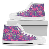 Hawaiian Shoes - Tropical Hibiscus Purple High Top Shoes Womens High Top White - Polynesian Pride