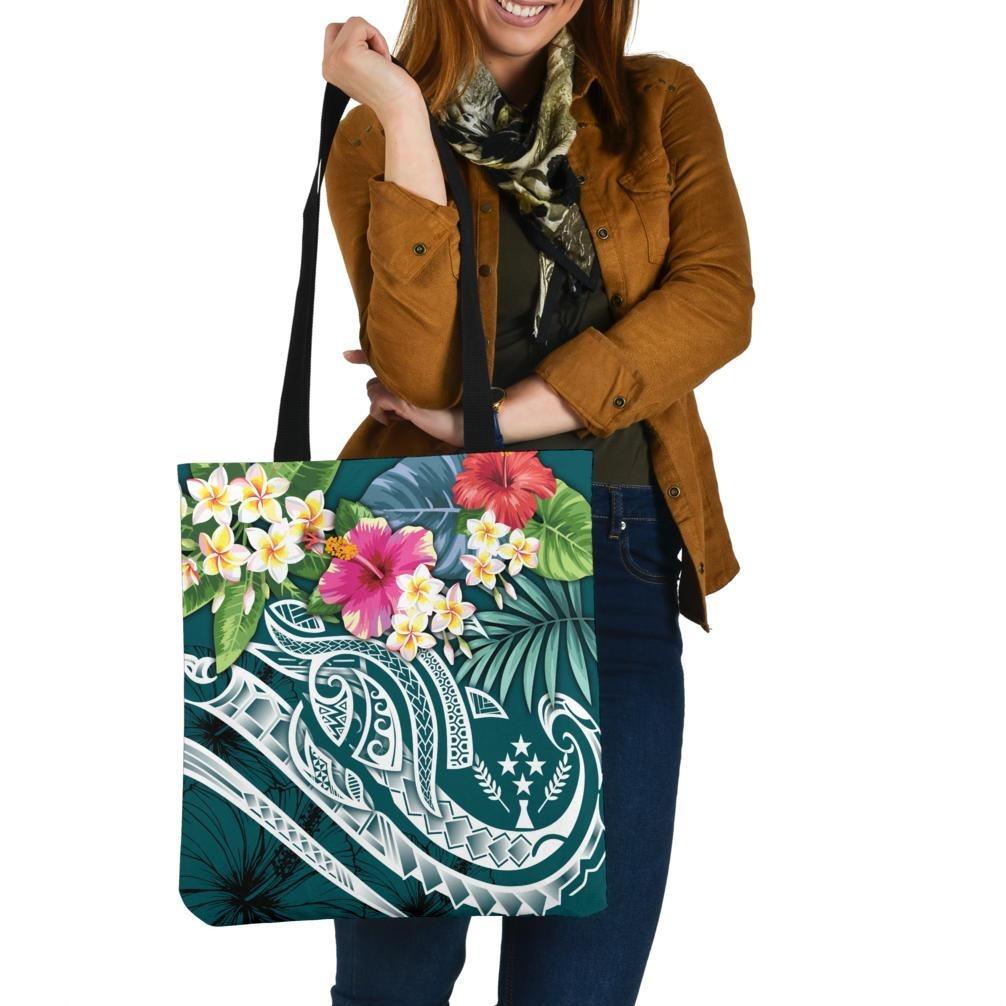 Kosrae Polynesian Tote Bags - Summer Plumeria (Turquoise) Tote Bag One Size Turquoise - Polynesian Pride