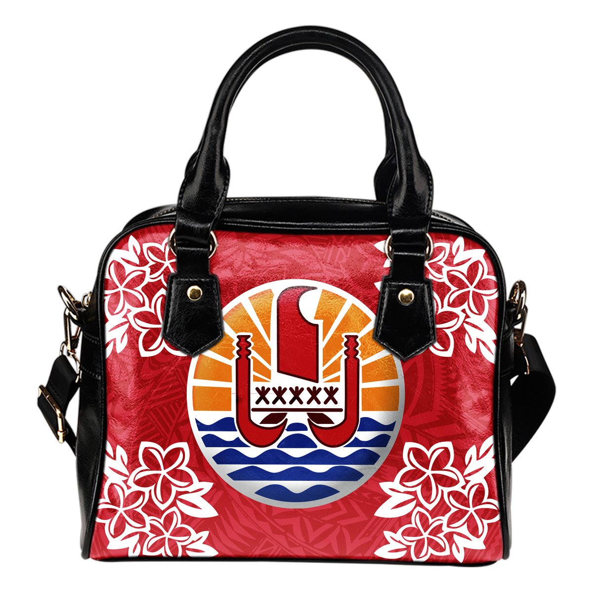 Tahiti French Polynesia Tiare Flowers Shoulder Handbag One Size Red - Polynesian Pride