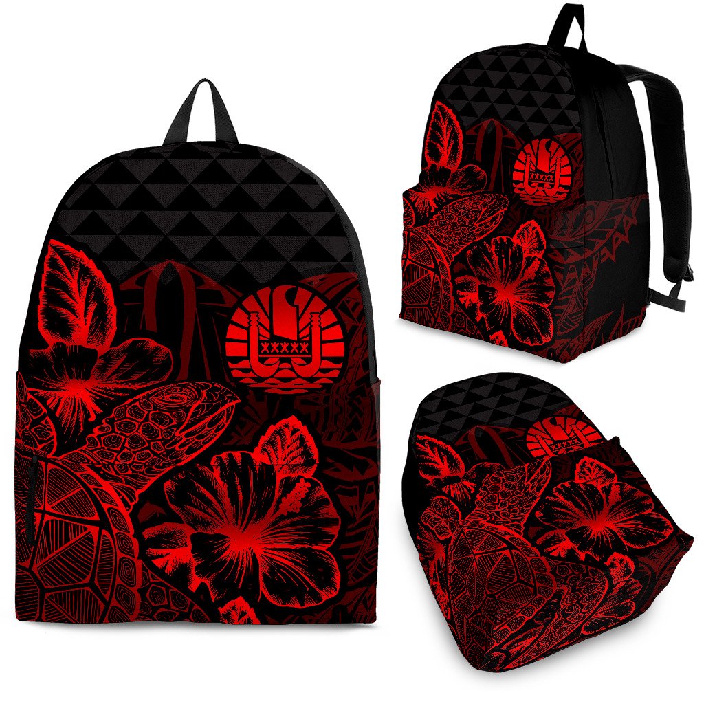 Tahiti Polynesian Backpack Turtle Hibiscus Red Red - Polynesian Pride
