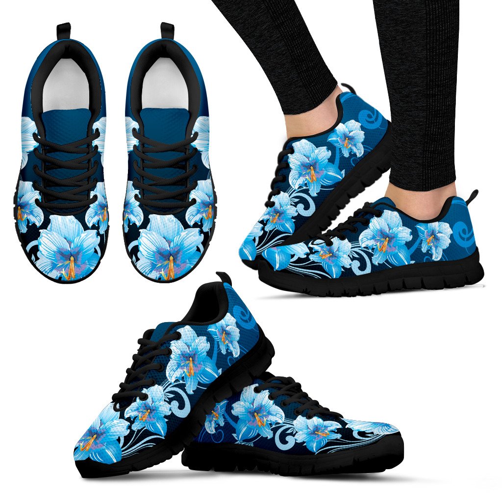 Hibiscus Sneakers 02 Women's Sneakers Black - Polynesian Pride