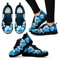 Hibiscus Sneakers 02 Women's Sneakers Black - Polynesian Pride