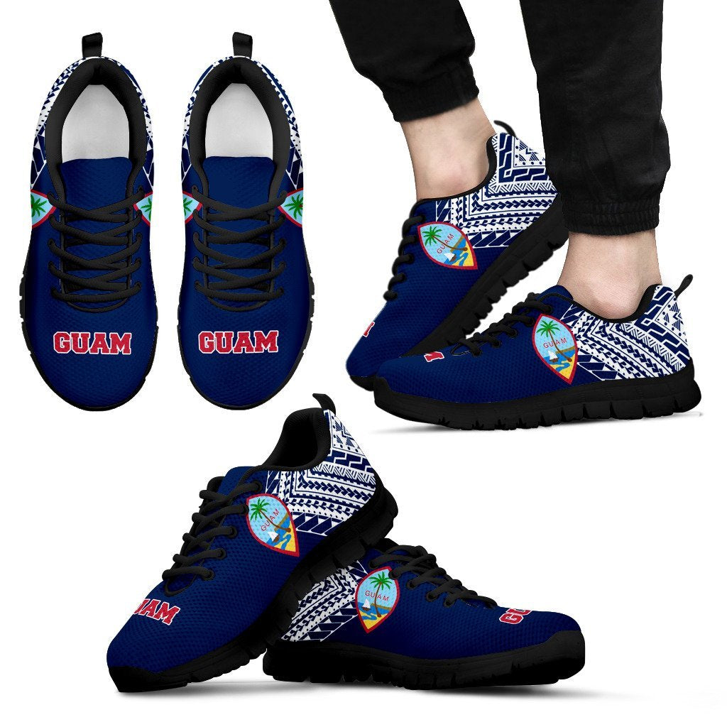 Guam Athletic Sneakers - Guam Coat Of Arms (Black/Blue versions) - A0 Unisex Black - Polynesian Pride