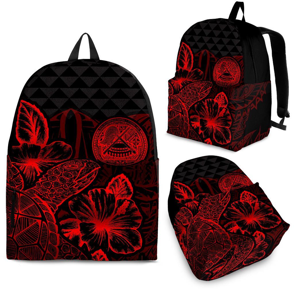 American Samoa Polynesian Backpack Turtle Hibiscus Red Red - Polynesian Pride