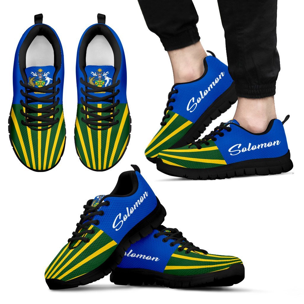 Solomon Islands Sneakers - Solomon Islands Coat Of Arms - K5 Unisex Black - Polynesian Pride