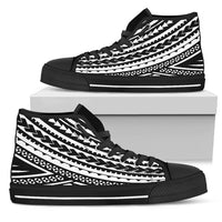 Polynesian High Top Shoes - Black White Version Unisex White - Polynesian Pride
