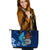 American Samoa Polynesian Leather Tote - Blue Polynesian Eagle Blue - Polynesian Pride