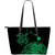 Hawaii Map Plumeria Polynesian Green Turtle Large Leather Tote Green - Polynesian Pride