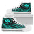 Hawaiian Kanaka State Tattoo Swirly Turquoise Polynesian High Top Shoes Womens High Top White - Polynesian Pride