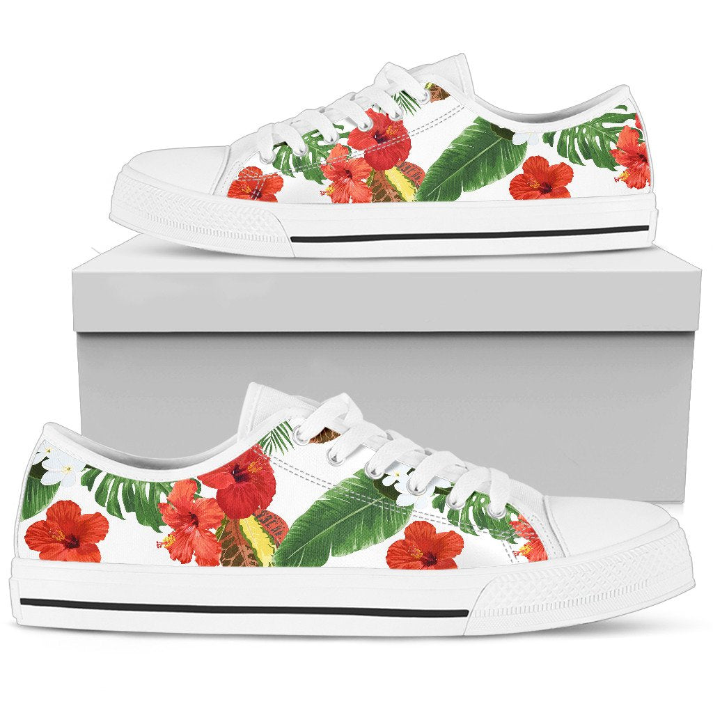Hawaii White Hibiscus Low Top Shoe - Polynesian Pride