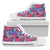 Hawaiian Shoes - Tropical Exotic Leaves And Flowers On Geometrical Ornament. High Top Shoes Mens High Top White - Polynesian Pride