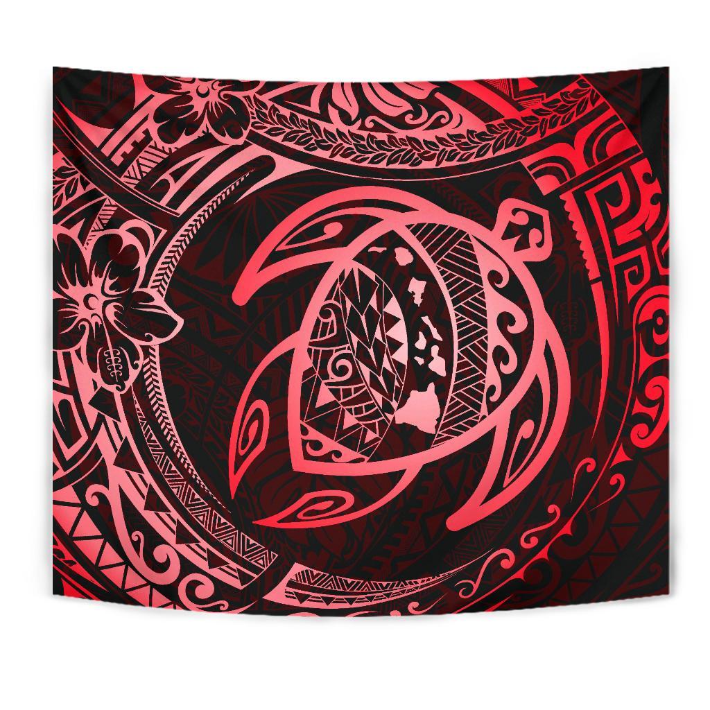 Hawaiian Turtle Polynesian Red Tapestry - Polynesian Pride