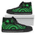 Papua New Guinea High Top Canvas Shoes - Green Tentacle Turtle Unisex Black - Polynesian Pride