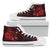 Polynesian Hawaii Kanaka Maoli High Top Shoes - Humpback Whale with Hibiscus (Red) Unisex White - Polynesian Pride