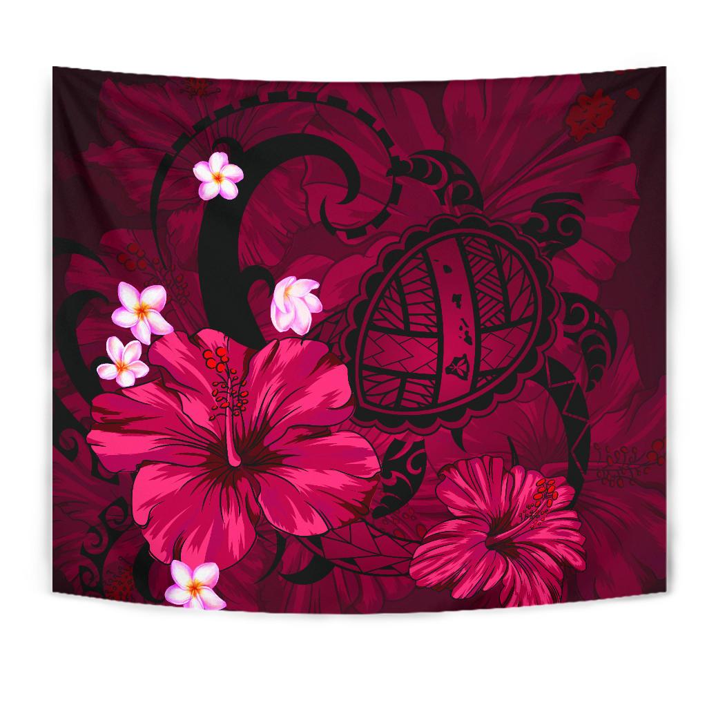 Hawaii Turtle Poly Tribal Pink Tapestry - Polynesian Pride