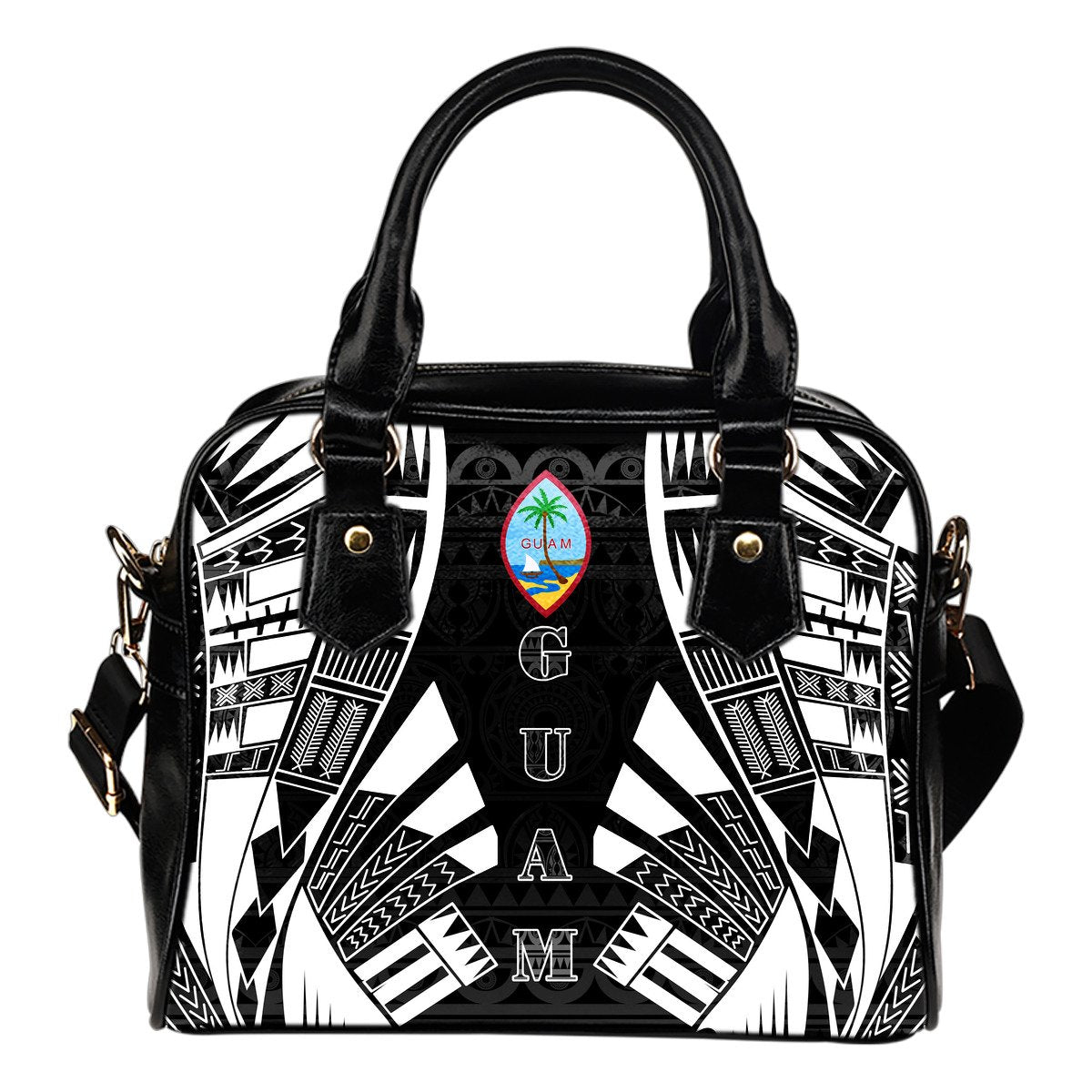 Guam Shoulder Handbag - Polynesian Tattoo Black One Size Black - Polynesian Pride