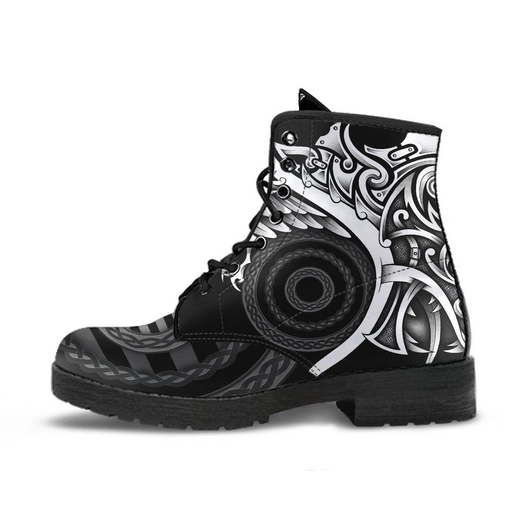 Brittany Celtic Leather Boots - Fury Dragon Celt Black - Polynesian Pride