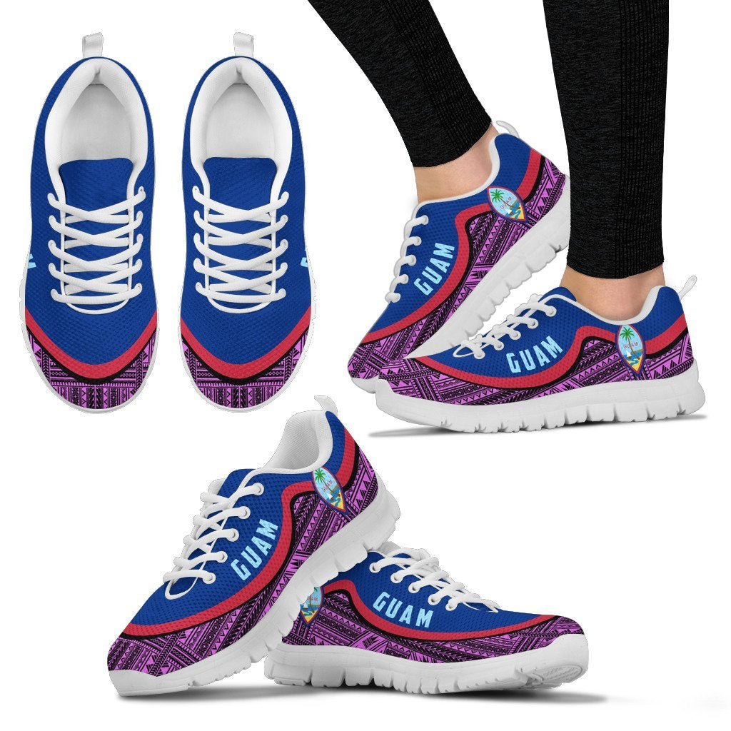 Guam Wave Sneakers - Polynesian Pattern Purple Color Women's Sneakers - White - Guam White - Polynesian Pride