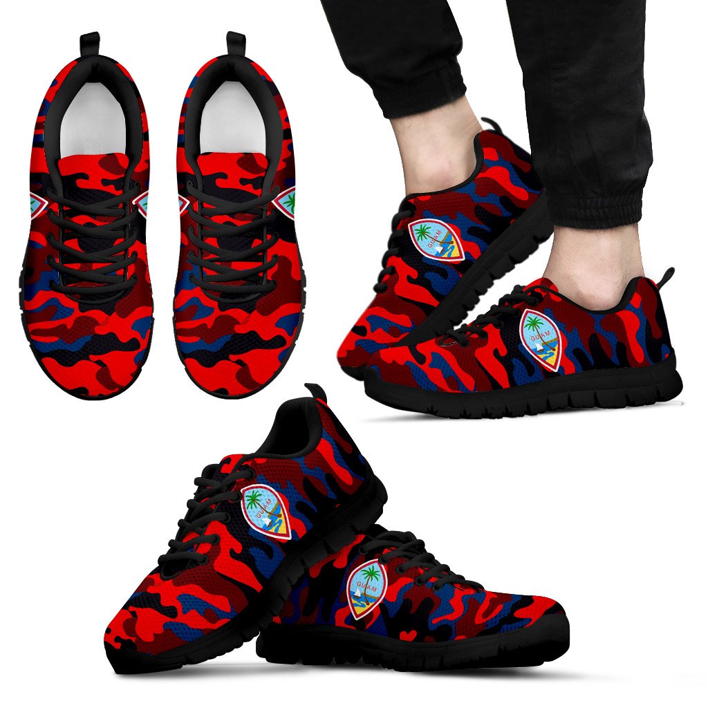 Guam Sneakers - Guam Coat Of Arms Camo Red Style Unisex Black - Polynesian Pride