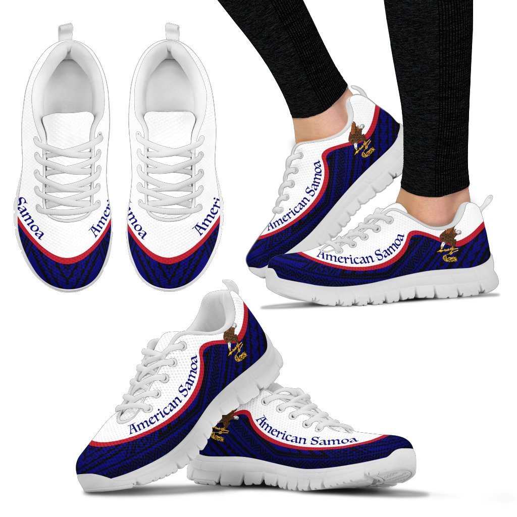 American Samoa Wave Sneakers Flag Color Women's Sneakers - White - American Samoa White - Polynesian Pride