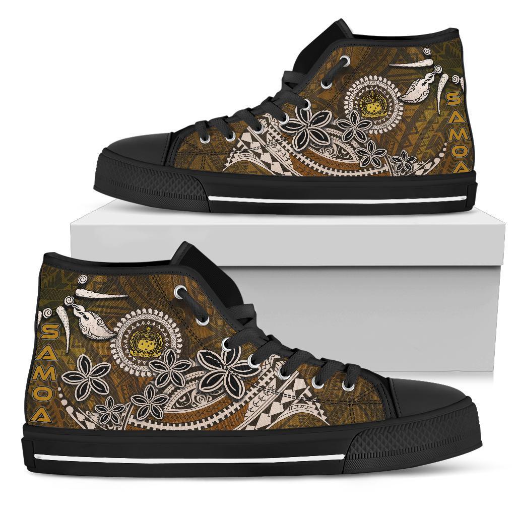 Samoa High Top Shoes - Polynesian Boar Tusk Unisex Black - Polynesian Pride