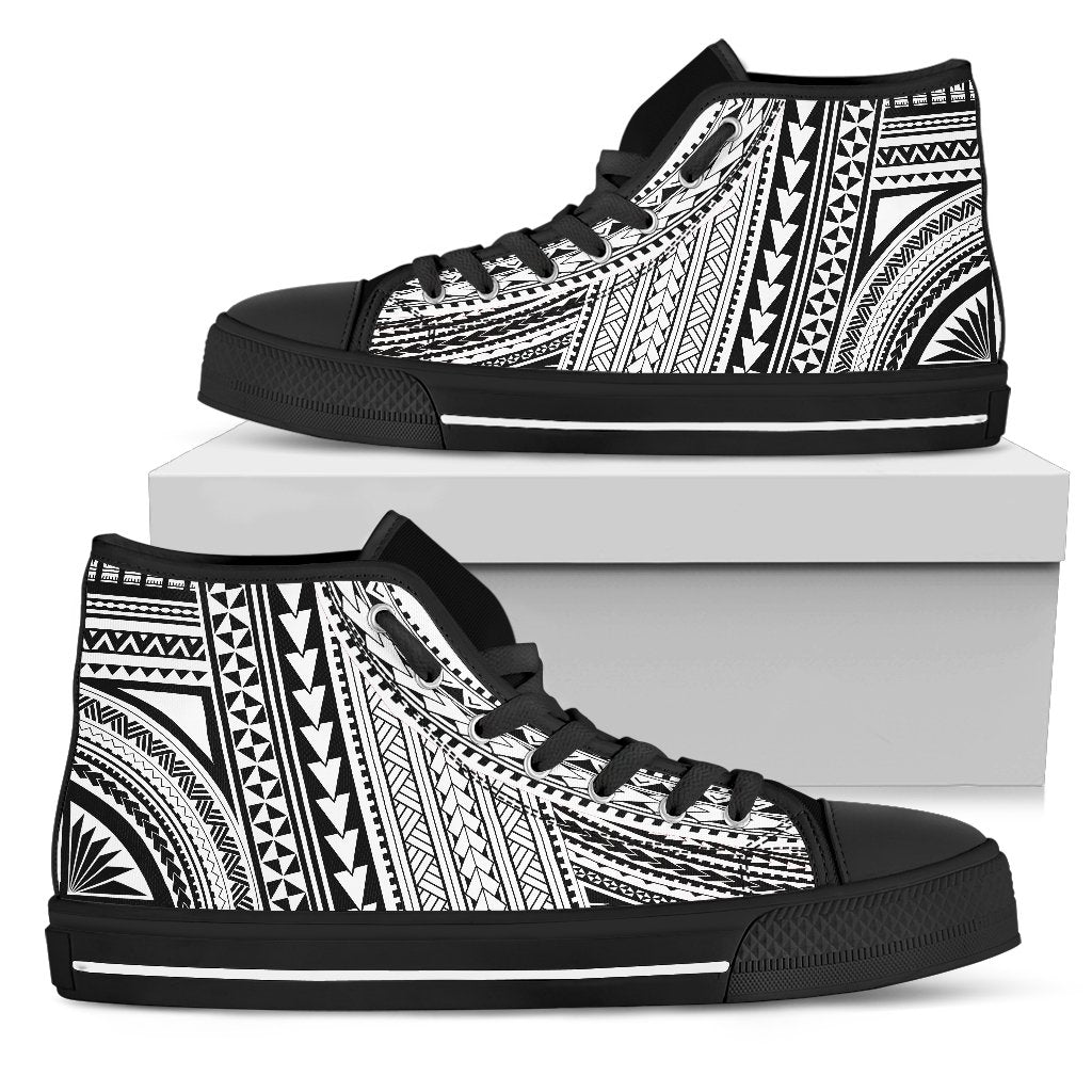 Polynesian High Top Canvas Shoes Unisex Black - Polynesian Pride