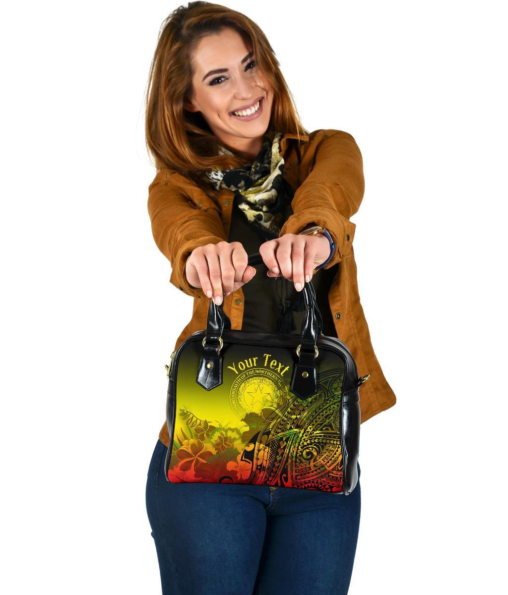 CNMI Custom Personalised Shoulder Handbag - Humpback Whale with Tropical Flowers (Yellow) One Size Yellow - Polynesian Pride