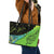 (Signature Custom) Paua Shell, Maori Silver Fern Leather Tote Bag, Green Green - Polynesian Pride