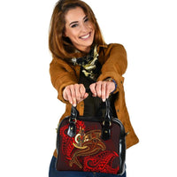 Vanuatu Polynesian Shoulder Handbag - Red Shark Polynesian Tattoo One Size Red - Polynesian Pride