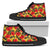 Hawaiian Shoes - Tropical Flowers And Palm Leaves High Top Shoes Womens High Top Black - Polynesian Pride