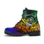 Guam Custom Personalised Leather Boots - Rainbow Polynesian Pattern - Polynesian Pride