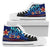 Cook Islands High Top Shoes Blue - Vintage Tribal Mountain Unisex White - Polynesian Pride