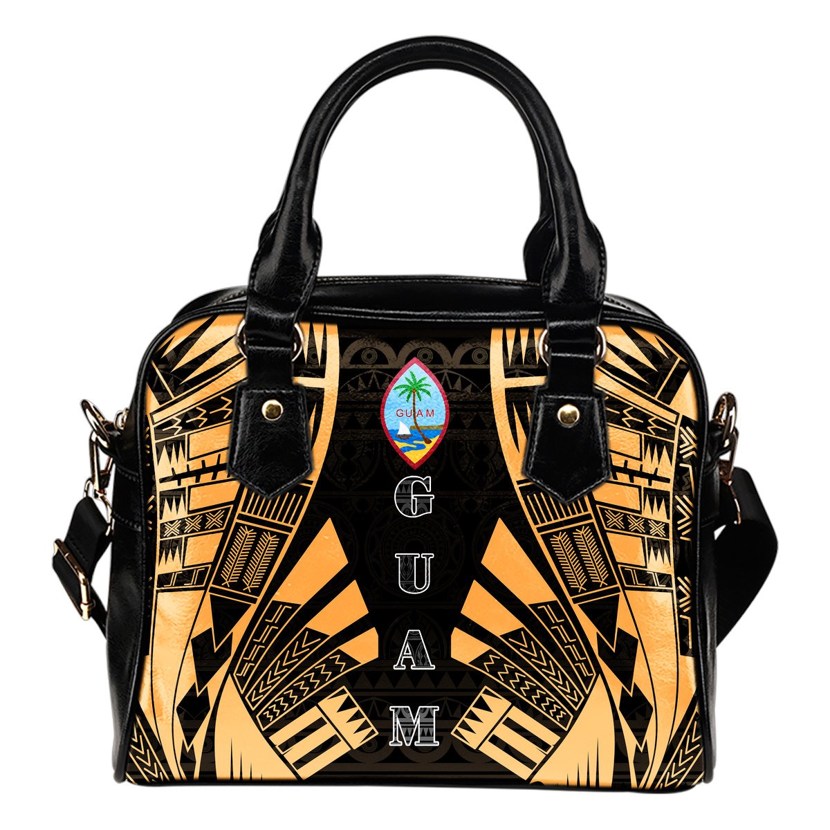 Guam Shoulder Handbag - Polynesian Tattoo Gold One Size Gold - Polynesian Pride