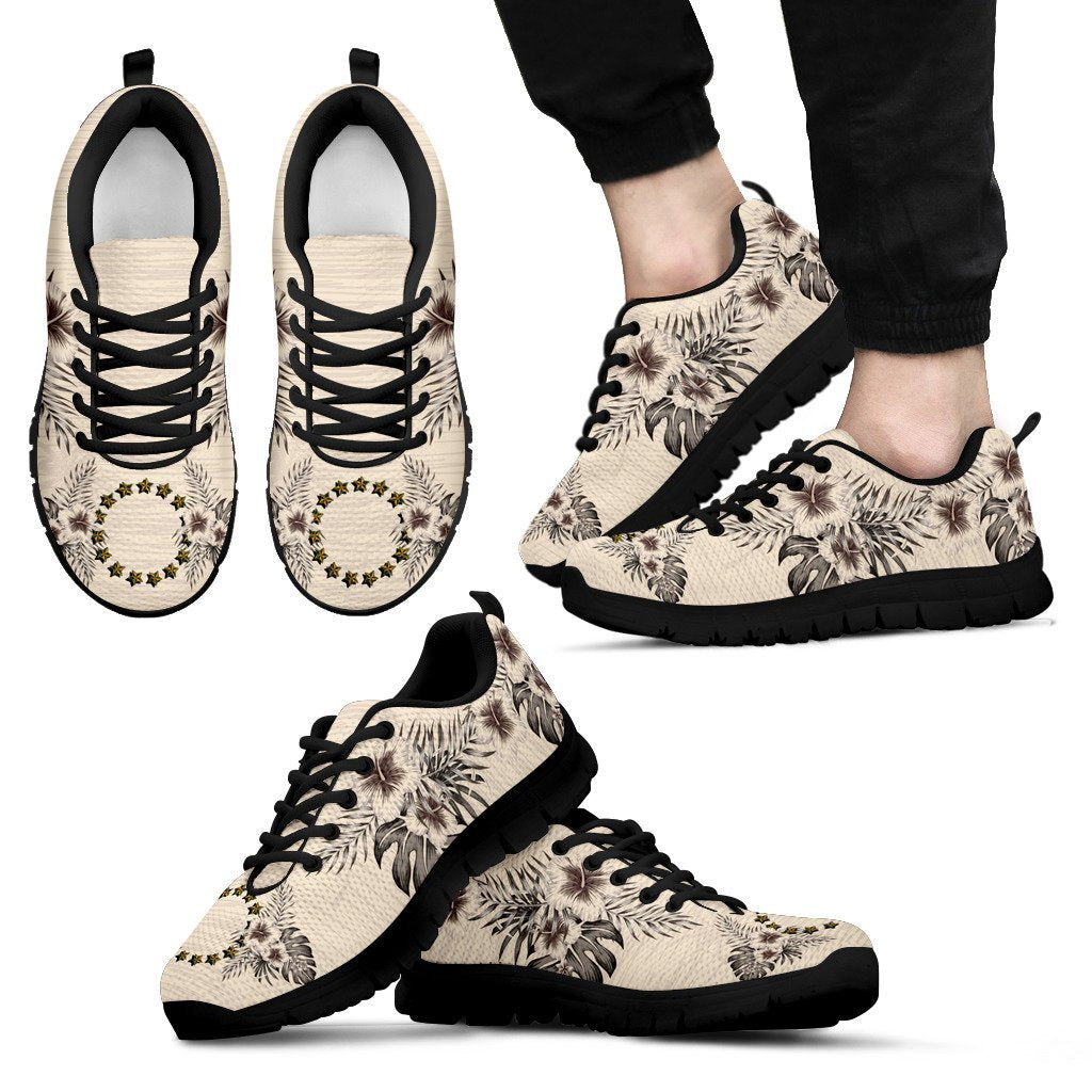 Cook Islands Sneaker - The Beige Hibiscus Men's Sneakers Black - Polynesian Pride