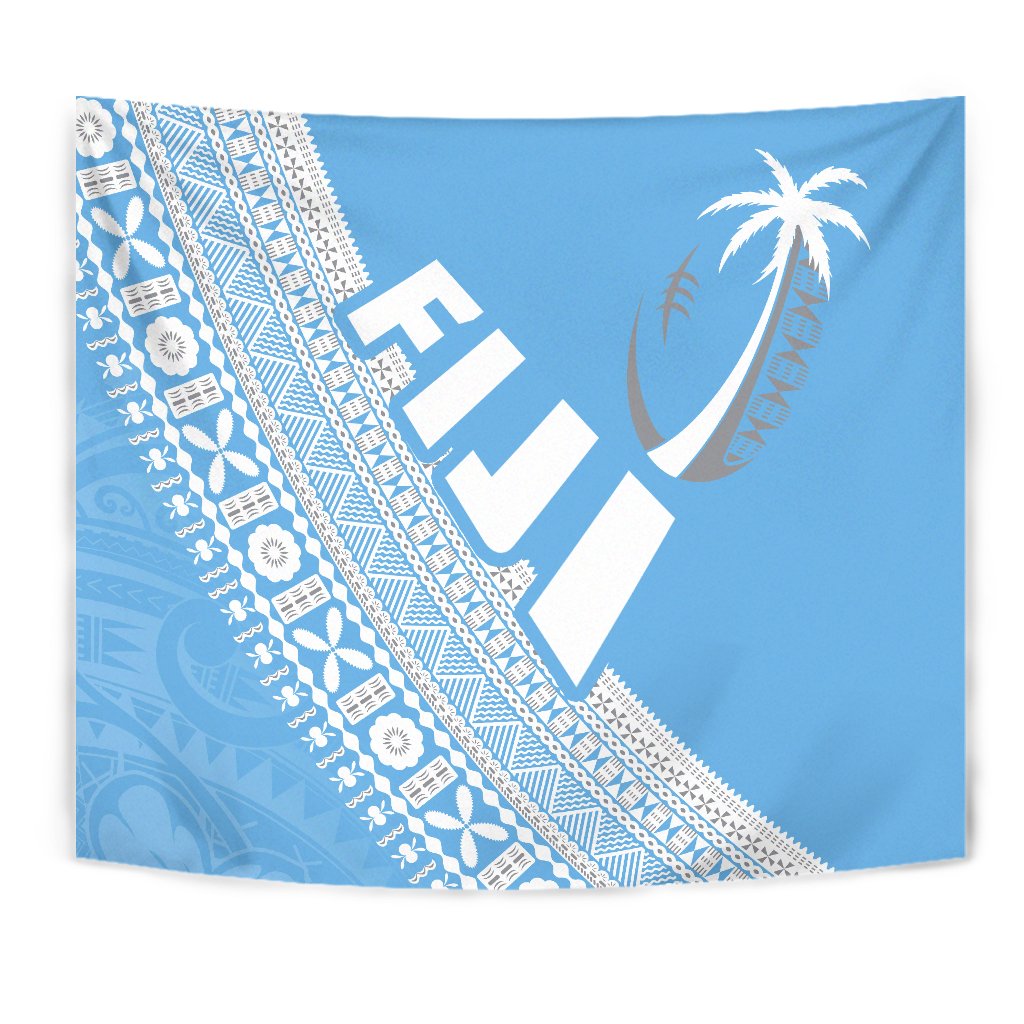 Fiji Tapa Rugby Tapestry version Style You Win - Blue - Polynesian Pride