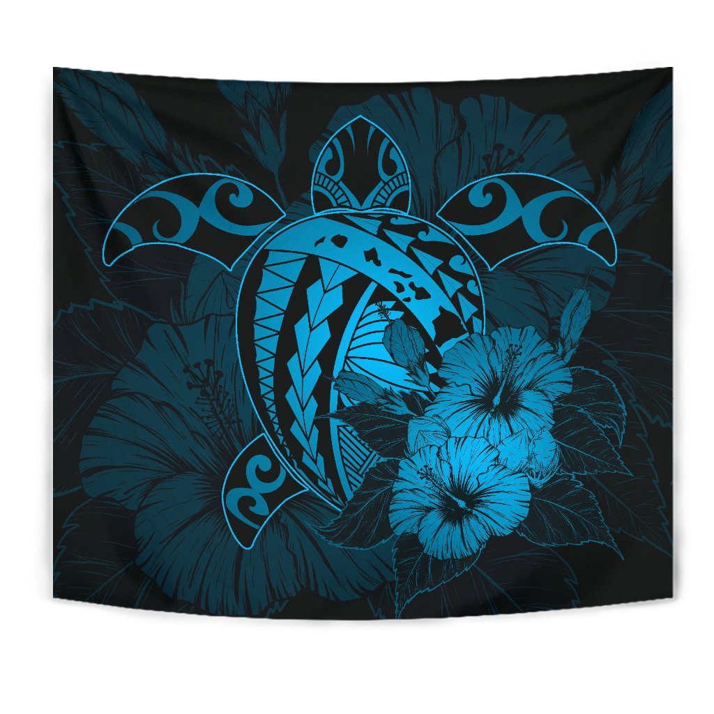 Hawaii Hibiscus Tapestry - Harold Turtle - Traffic Blue - Polynesian Pride