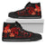 Tonga Polynesian High Top Shoes - Red Plumeria Unisex Black - Polynesian Pride