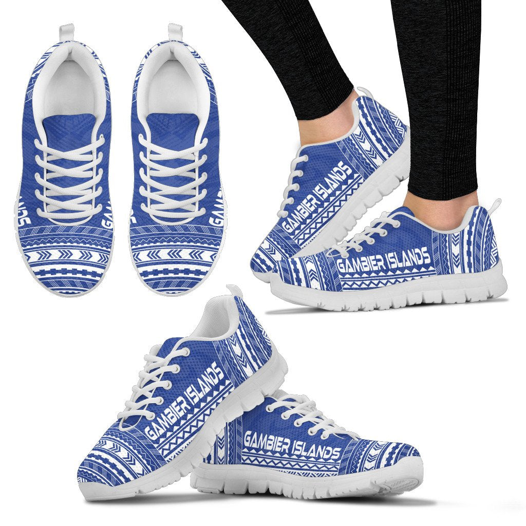 Gambier Islands Sneakers - Gambier Islands Polynesian Chief Tattoo Blue Version - Polynesian Pride