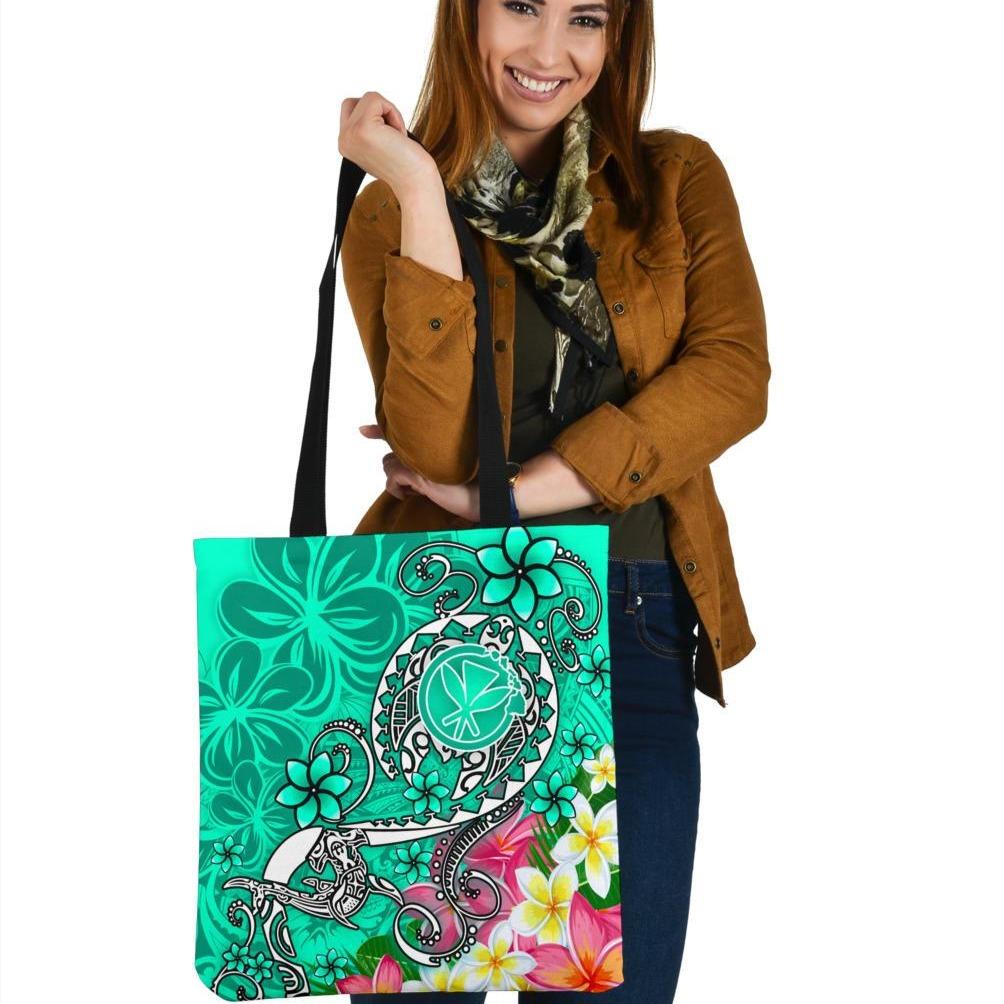 Hawaii Polynesian Tote Bags - Turtle Plumeria (Turquoise) Tote Bag One Size Turquoise - Polynesian Pride